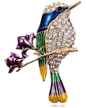 Chanel Joan Elkayam Crystal Embellished Multicolour Bird Brooch - Blue