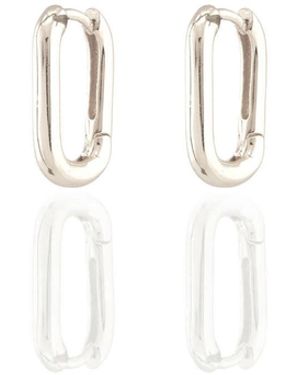 Kris Nations Oval Huggie Hoop Earrings - White