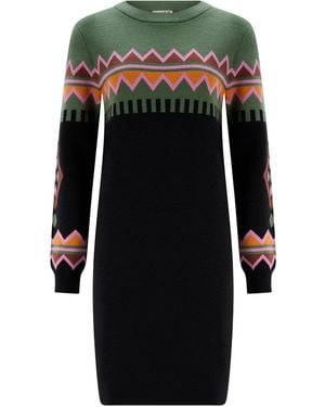 Sugarhill Verity Knitted Short Dress Fairisle - Black