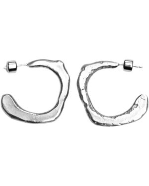 Oolo London Rugged Flat Landscape Hoops - Brown