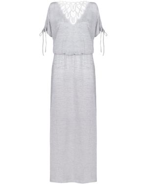 Oh!Zuza Long Dress With Embroidery And Open Back - White