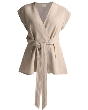 REISTOR Neutrals Power Moves Short Sleeve Top - Natural