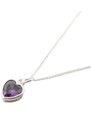Sophelia Mini Heart Amethyst February Birthstone Necklace - Metallic