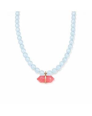 Ormiro Avalon Watermelon Quartz Beaded Necklace - Multicolour