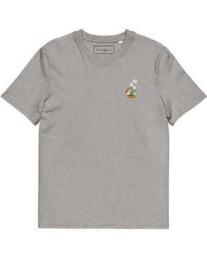 Anchor and Crew Heather Tulip Garden Dystopia Organic Cotton Embroidered T-Shirt - Grey