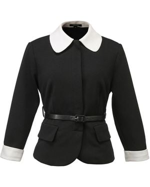 Smart and Joy Double Breasted Collar Jacket - Black
