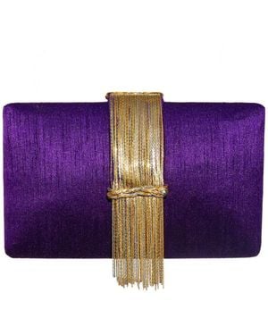 Simitri Plum Fringe Clutch - Purple