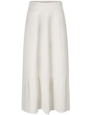 Smart and Joy Cotton Midi Skirt With Ruffles - White