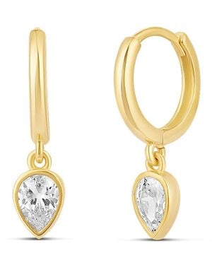 SHYMI Bezel Pear Drop Earrings - Metallic