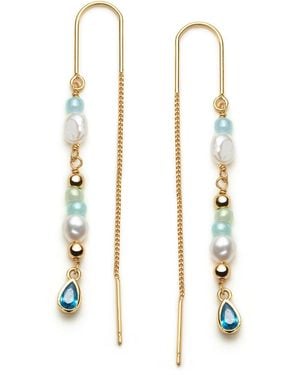 With Love Darling Water Drop Beaded Chain Earring - Metallic