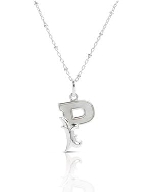 Kasun Solid P Initial Necklace With Mother Of Pearl - Metallic