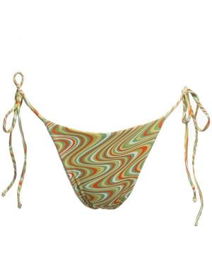Patti Jane Swim Heather's Groovy Tie-Up Cheeky Bikini Bottoms - Yellow