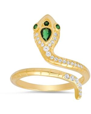 Kylie Harper Emerald & Diamond Cz Snake Ring - Metallic