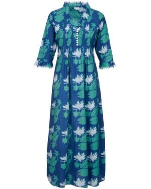 At Last Cotton Annabel Maxi Dress - Blue