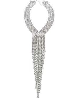 Chanel Joan Elkayam Long Chain Multi Layer Crystal Embellished Necklace - White