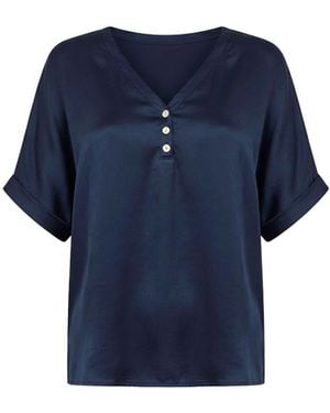 James Lakeland Button Detail Relaxed Fit Top - Blue
