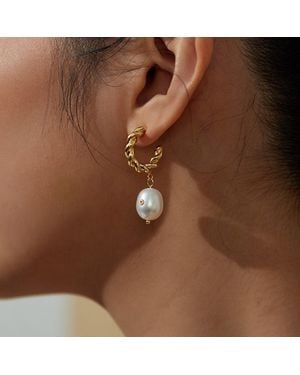Aurozia Pearl Wing Diamond Pearl Spin Earrings - Brown