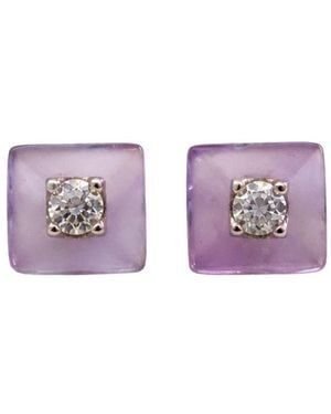 Lily Flo Jewellery Amethyst And Diamond Stud Earrings - Purple