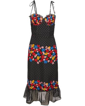 Introvertie VIENNA Forget Me Not Silk Bustier Dress - Black
