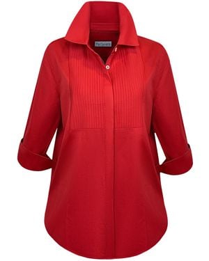 Perlavera Conny Bloody Missy Fit Shirt With Pintuck Detail - Red