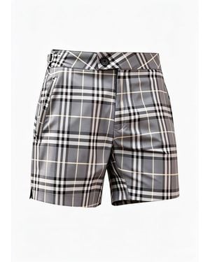 Vayla Long Length Chequered Swim Shorts - Grey