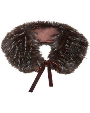 Saachi Faux Fur Tie Collar - Brown