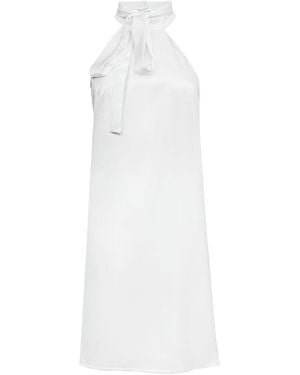 Audrey Vallens Satin Pussy Bow Mini Dress - White