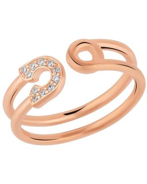 Spero London Sterling Pave Jeweled Safety Pin Ring - Pink