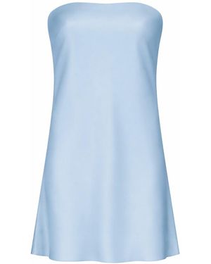 Lily Rou Sky Bandeau Mini Silk Slip Dress - Blue