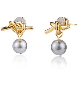 Miss Cecilia Ada Knot Pearl Earrings - Metallic