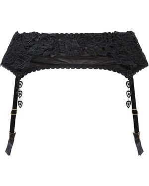 Belle -et-BonBon Bisoux Suspender With Sparkling Crystals - Black