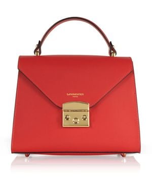 Le Parmentier Peggy Leather Top Handle Satchel Bag - Red