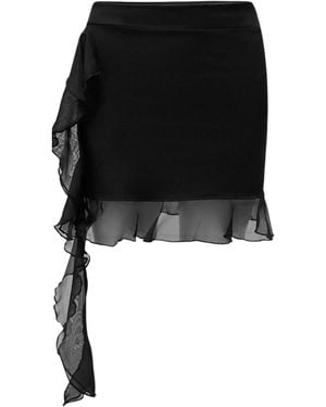 OW Collection Harper Asymmetric Mini Skirt - Black