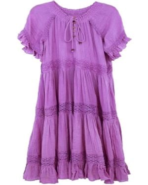 Saachi Cotton Long Kaftan Dress - Purple
