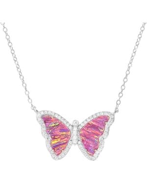 KAMARIA Opal Butterfly Necklace With Stripes - Pink