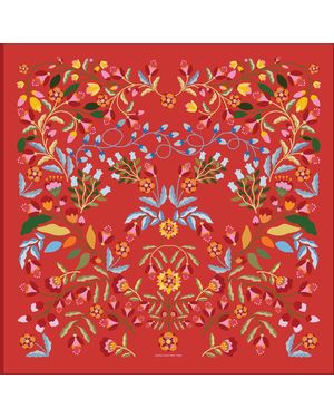 Jessie Zhao New York Festival Flora Double Sided Silk Scarf - Red