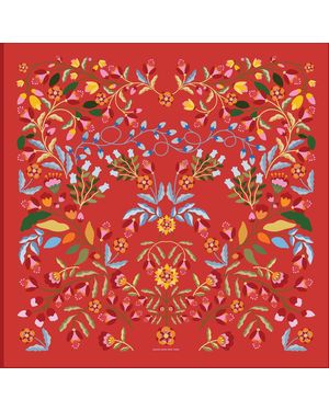 Jessie Zhao New York Festival Flora Double Sided Silk Scarf - Red