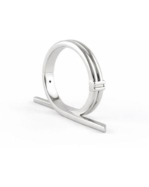 Born in Exile Barbwire Brass Bangle Three Twist - White