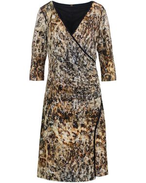 Conquista Print Jersey Faux Wrap Dress - Natural