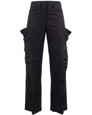GUILLAUME ALEXANDRE High Waisted Pleated Pants - Blue