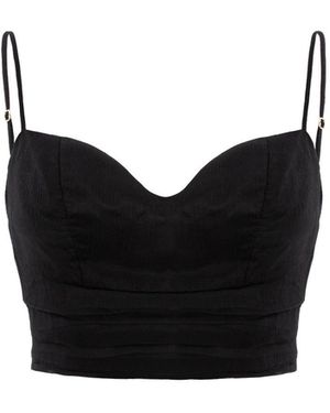 AVENUE No.29 Silk Corset Top With Straps - Black