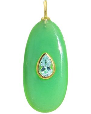 KAMARIA Chrysoprase Gemstone Pendant With Topaz - Green