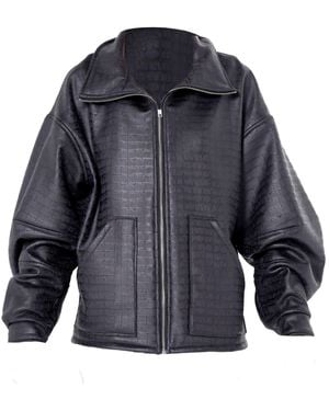 Metamorph Oversized Croc-Effect Jacket - Blue