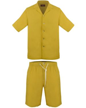 DAVID WEJ Kingston Linen Blend Shirt And Short Set - Metallic