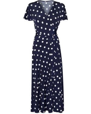 SACHA DRAKE Reverse Wrap Midi Dress - Blue