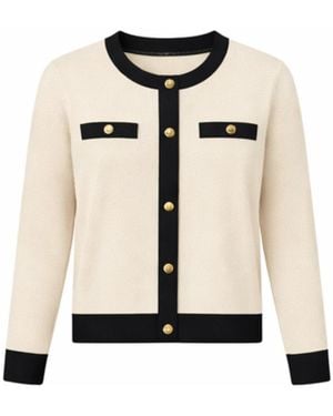 Nuvv Collection Elegant Contrast-Detail Button-Front Cardigan - Natural