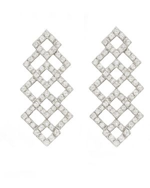 Maison De Gala Lattice Shine Statement Earrings - White