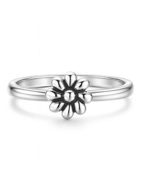 Unaloe Adjustable Ring With Flower - Black