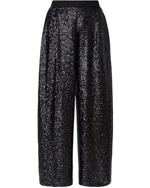 LIA ARAM Wrap-Around Sequin Cropped Pants - Black