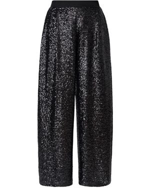 LIA ARAM Wrap-Around Sequin Cropped Trousers - Black